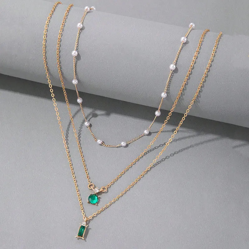 Veloura Crystal Pearls Necklace – Multi-Layer Korean