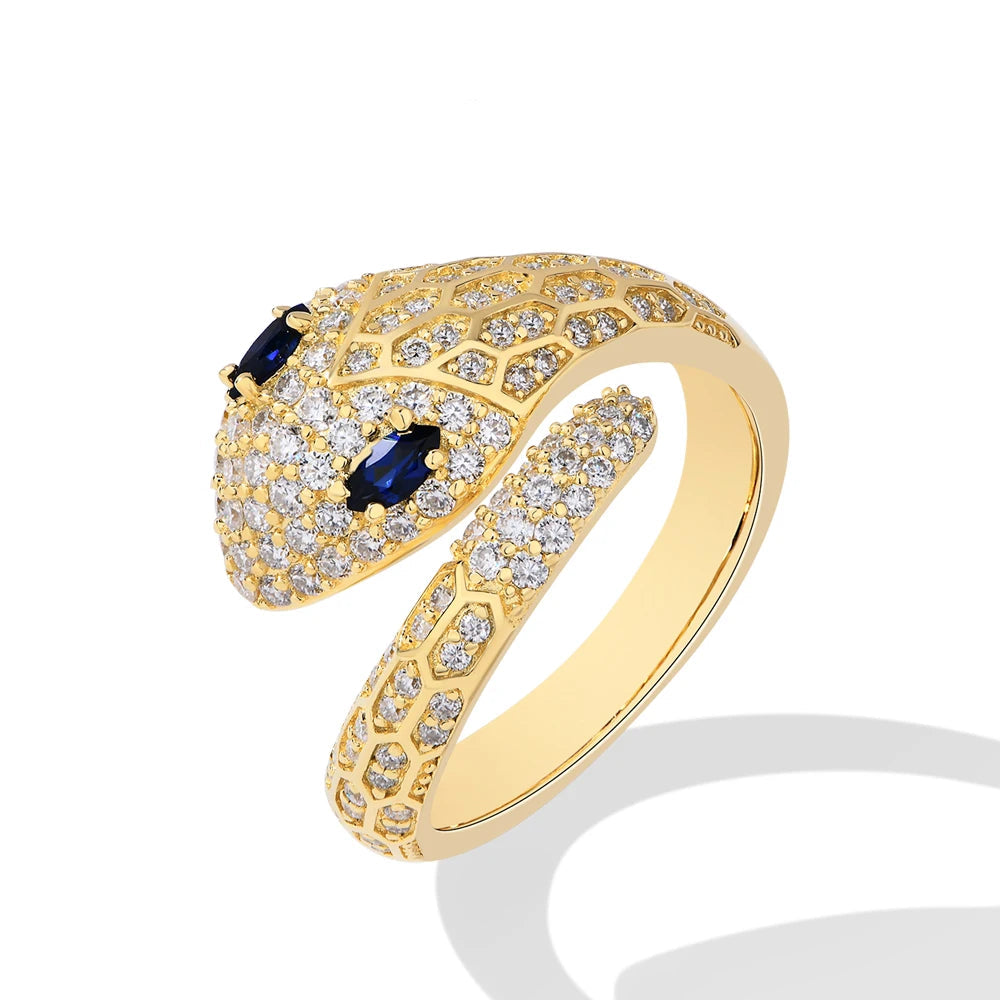 Veloura Serpent Moissanite Ring – S925 Silver & Gold Plating