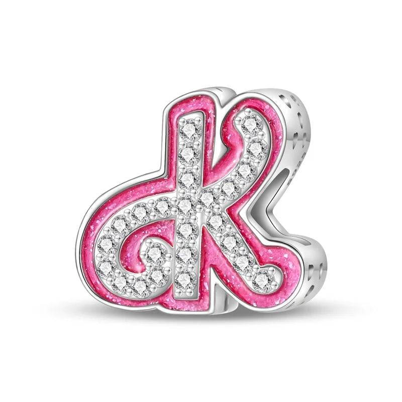 Alphabet Pink Princess Letter Charms Sterling Silver