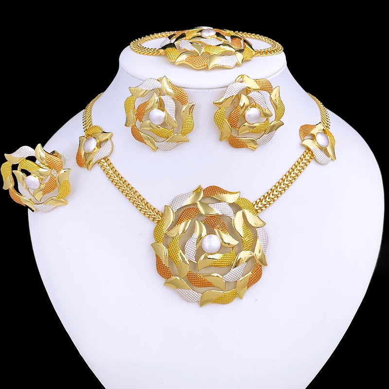 Veloura Luxe Set – Gold-Plated Necklace, Earrings, Bracelet & Ring Design