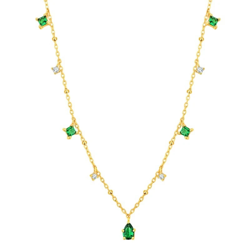 Veloura Green Crystal Zircon Drop Necklace