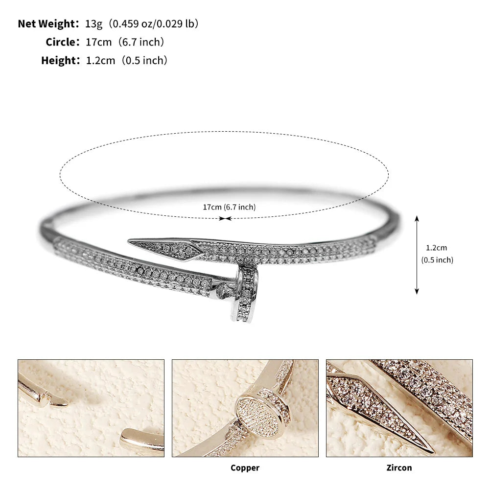 Veloura Nail Zircon Bracelet - Luxe Alloy