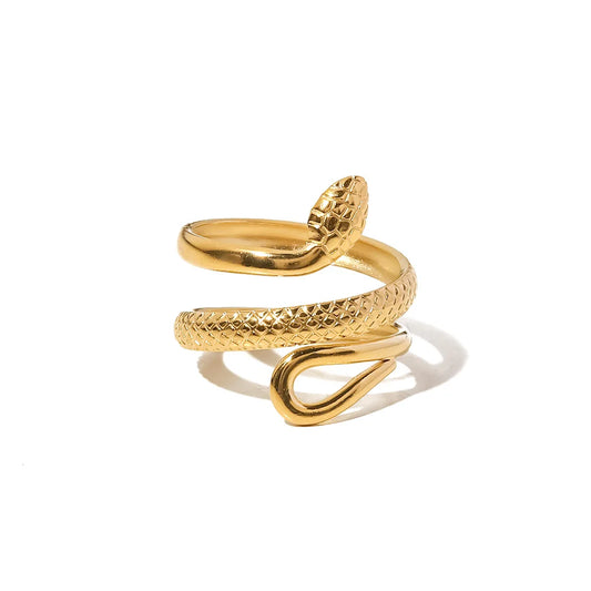 Veloura Snake Ring – Unique Metal Texture, Stainless Steel, Waterproof, Trendy Fashion