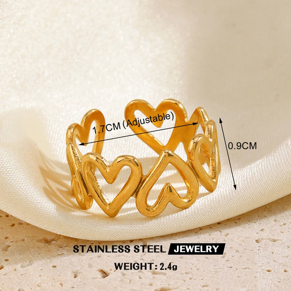 Veloura Heart Essence Ring – Gold-Tone Stainless Steel & Hollow Design