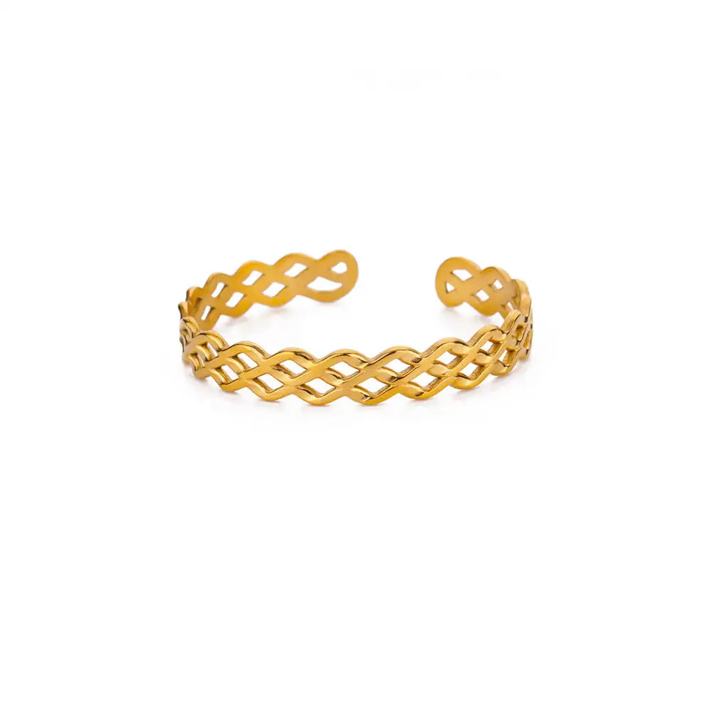 Veloura Floral Cuff Bangle - Gold-Plated Stainless Steel