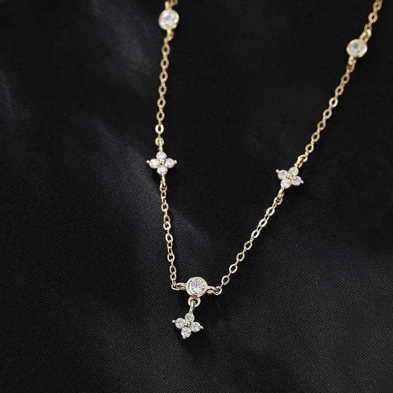 Veloura Four-Leaf Zircon Flower Necklace