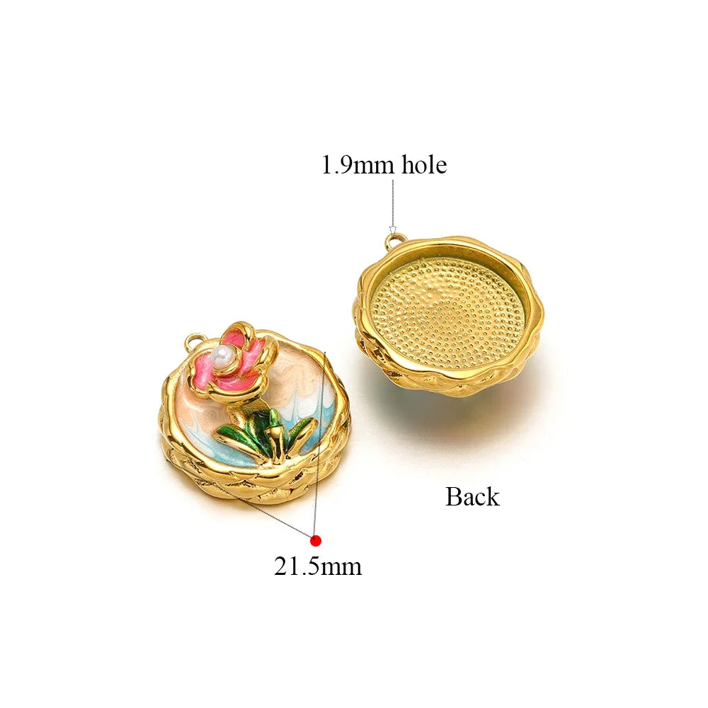 Veloura Macaron Rose Charm Set - Enamel & Stainless Steel