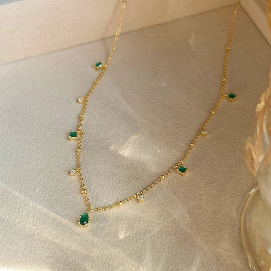 Veloura Green Crystal Zircon Drop Necklace