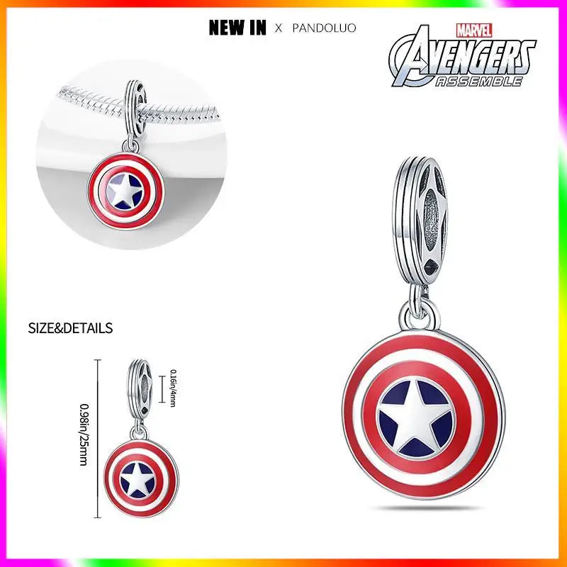 Marvel Captain America Wolverine Charm Beads Sterling Silver