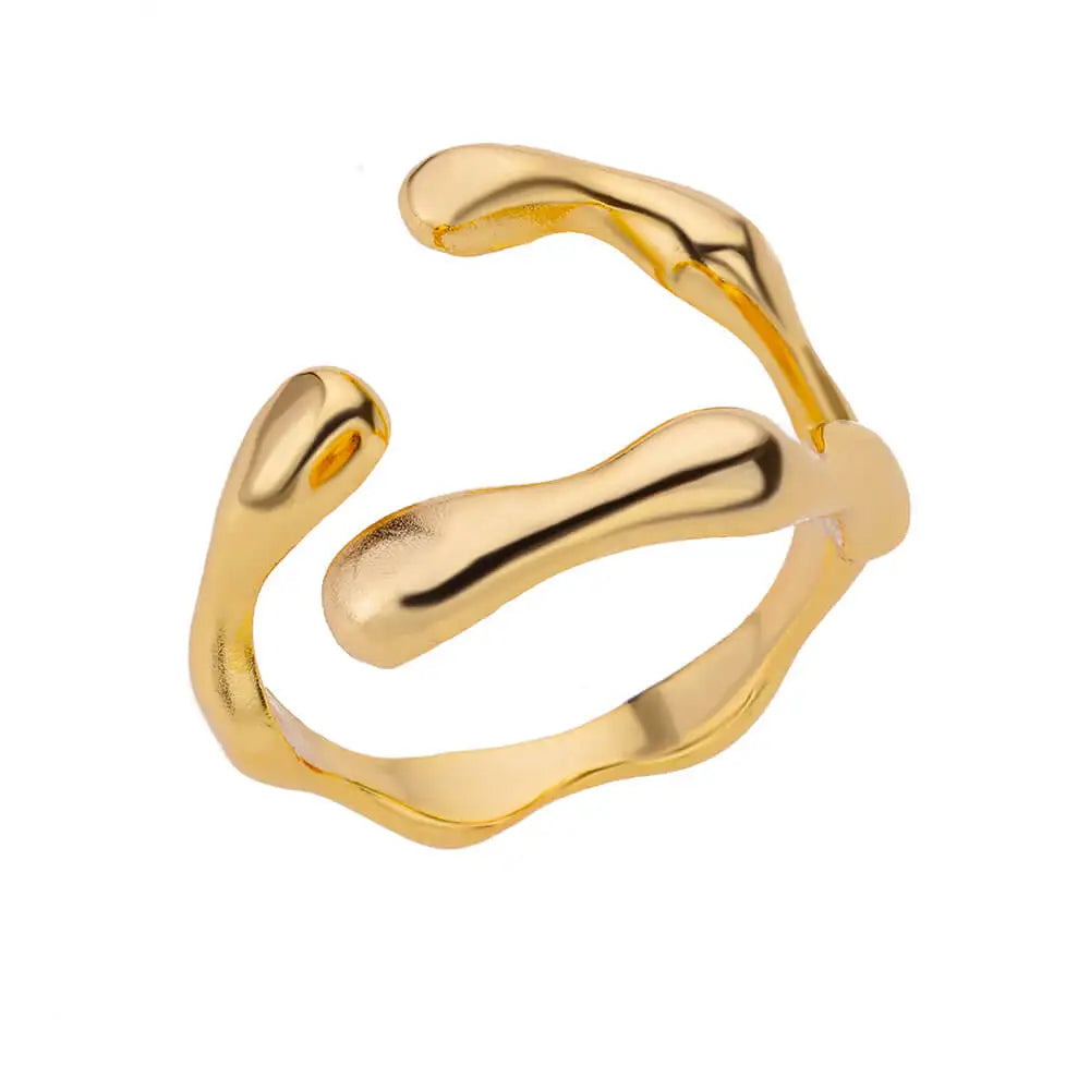 Veloura Aurelia Rings – Stainless Steel Classic Gold Wedding Design