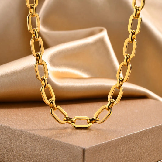 Veloura Luxe Paperclip Necklace – Gold Plated Stainless Steel