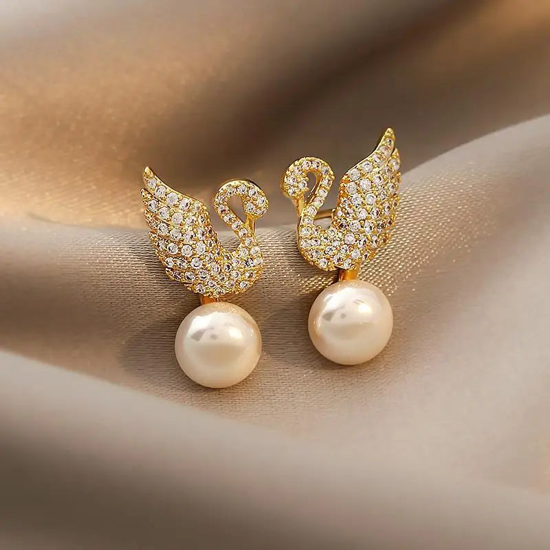 Veloura Swan Zircon Studs - S925 Sterling Silver