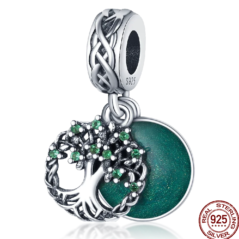 Veloura Tree of Life Charms - 925 Sterling Silver & Green Zircon