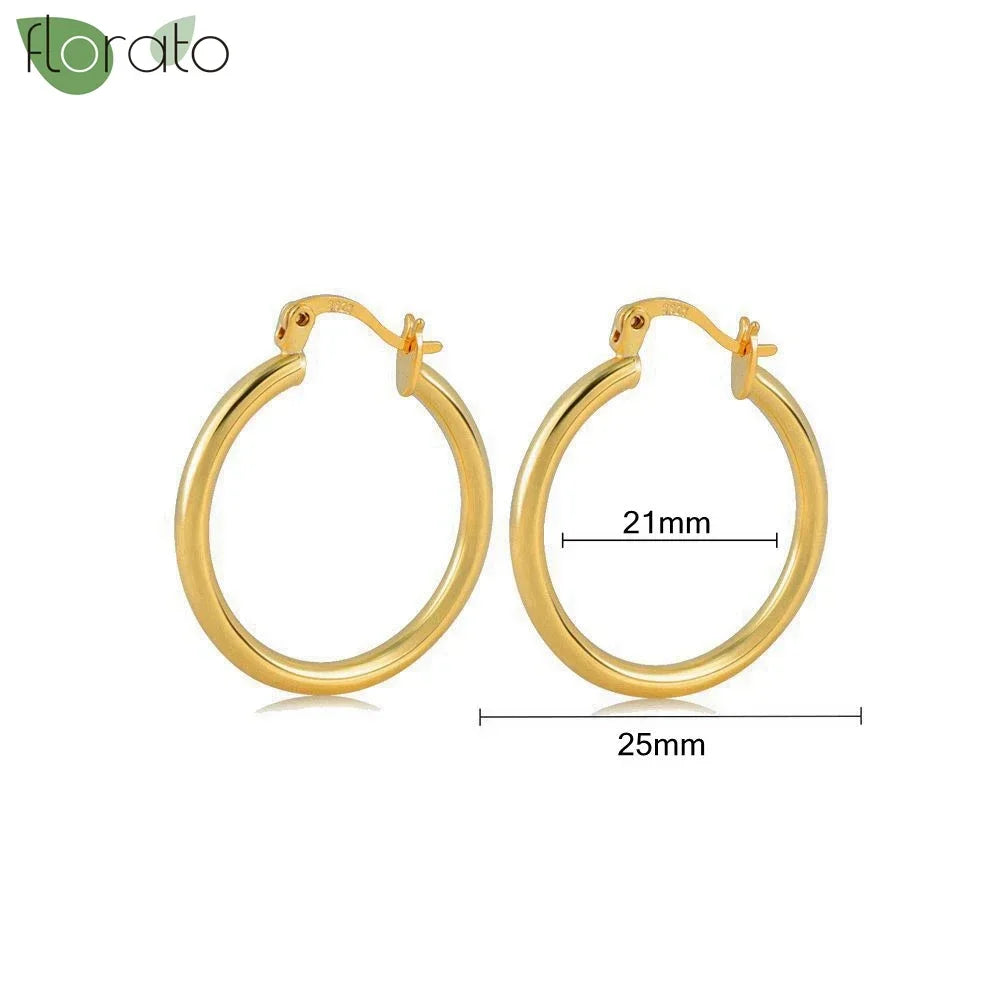 Veloura Vintage Gold Hoop Earrings – 925 Sterling Silver Elegance