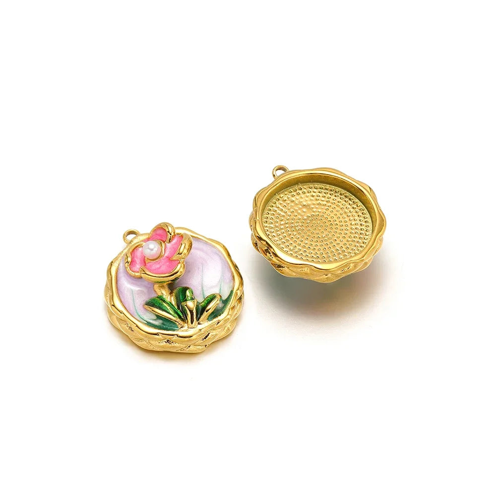 Veloura Macaron Rose Charm Set - Enamel & Stainless Steel