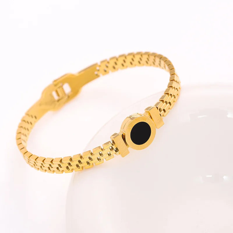 Veloura Zircon Inlay Bracelet - Gold-Plated Titanium Steel