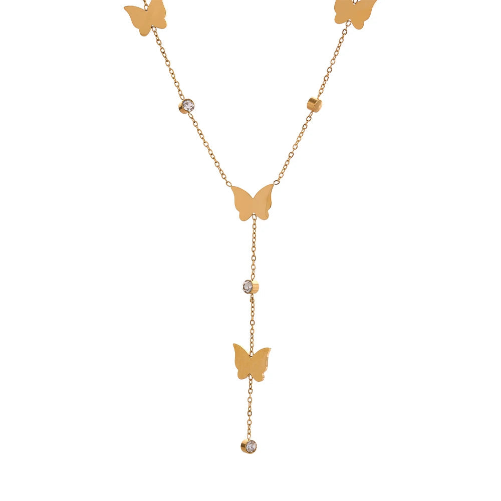 Veloura Aurelia Butterfly Necklace – Golden Stainless Steel