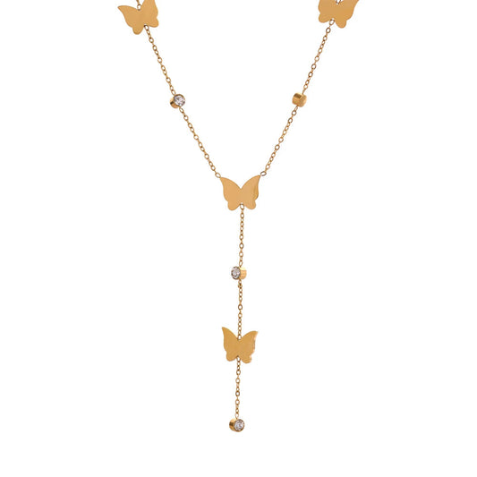 Veloura Aurelia Butterfly Necklace – Golden Stainless Steel