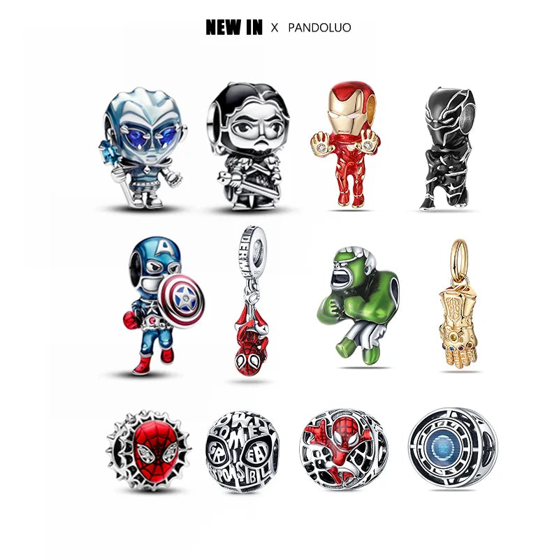 Marvel Captain America Wolverine Charm Beads Sterling Silver