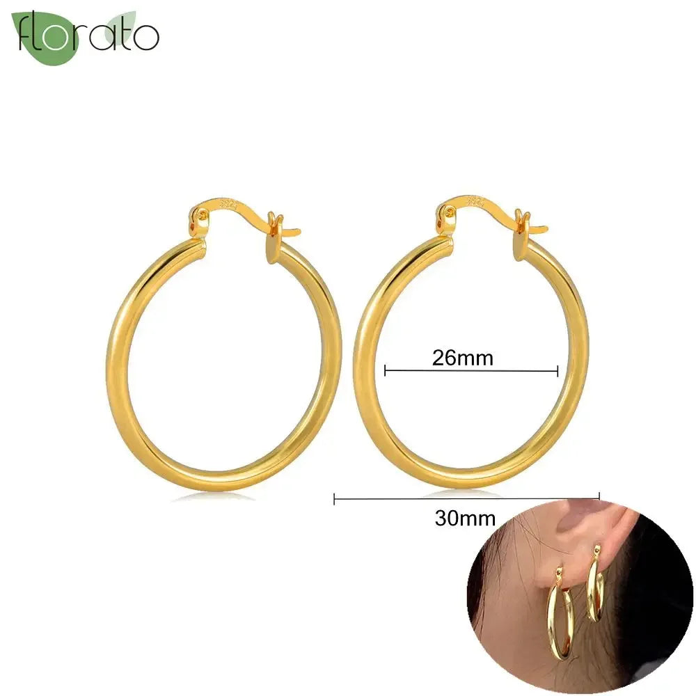 Veloura Vintage Gold Hoop Earrings – 925 Sterling Silver Elegance