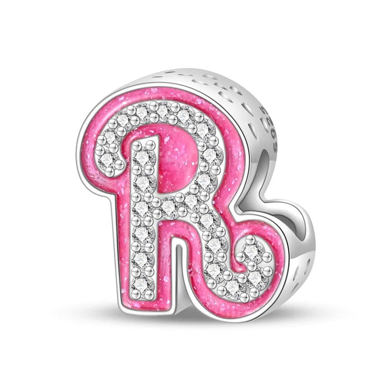 Alphabet Pink Princess Letter Charms Sterling Silver