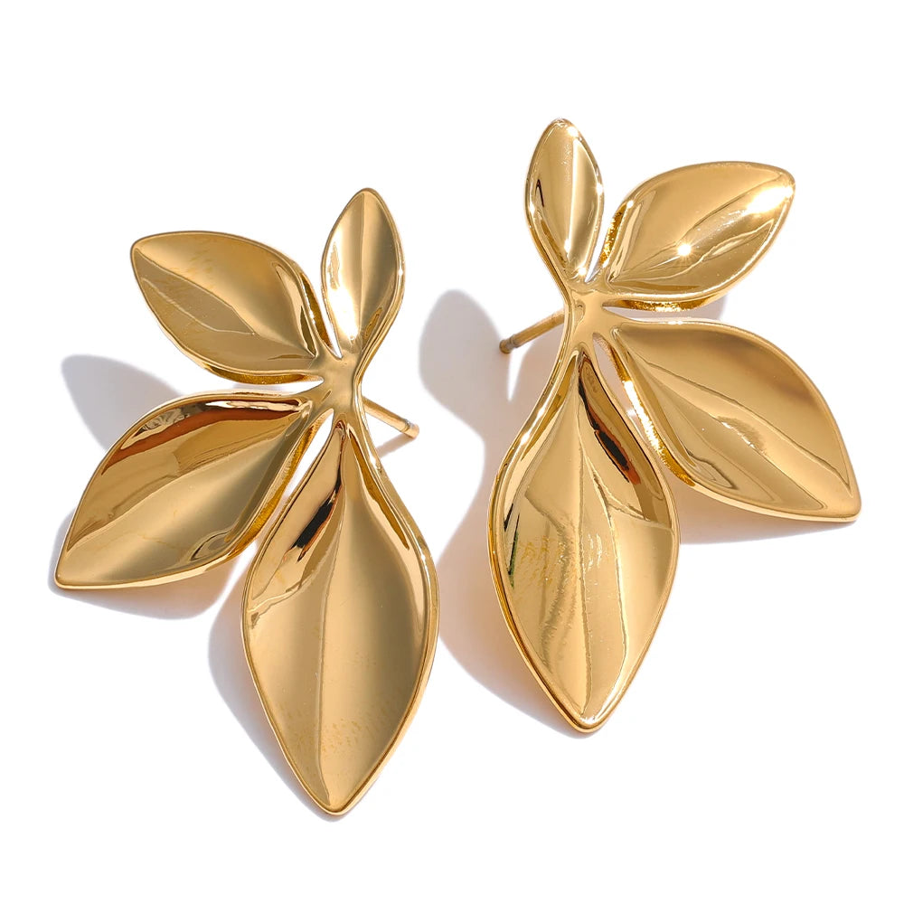 Veloura Yhpup Stainless Steel Leaves Earrings – Waterproof Jewelry