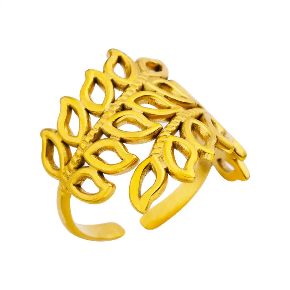 Veloura Aurelia Rings – Stainless Steel Classic Gold Wedding Design