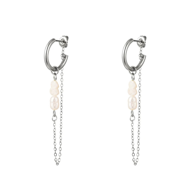 Veloura Pearl Elegance Earrings –  Silver Luxury