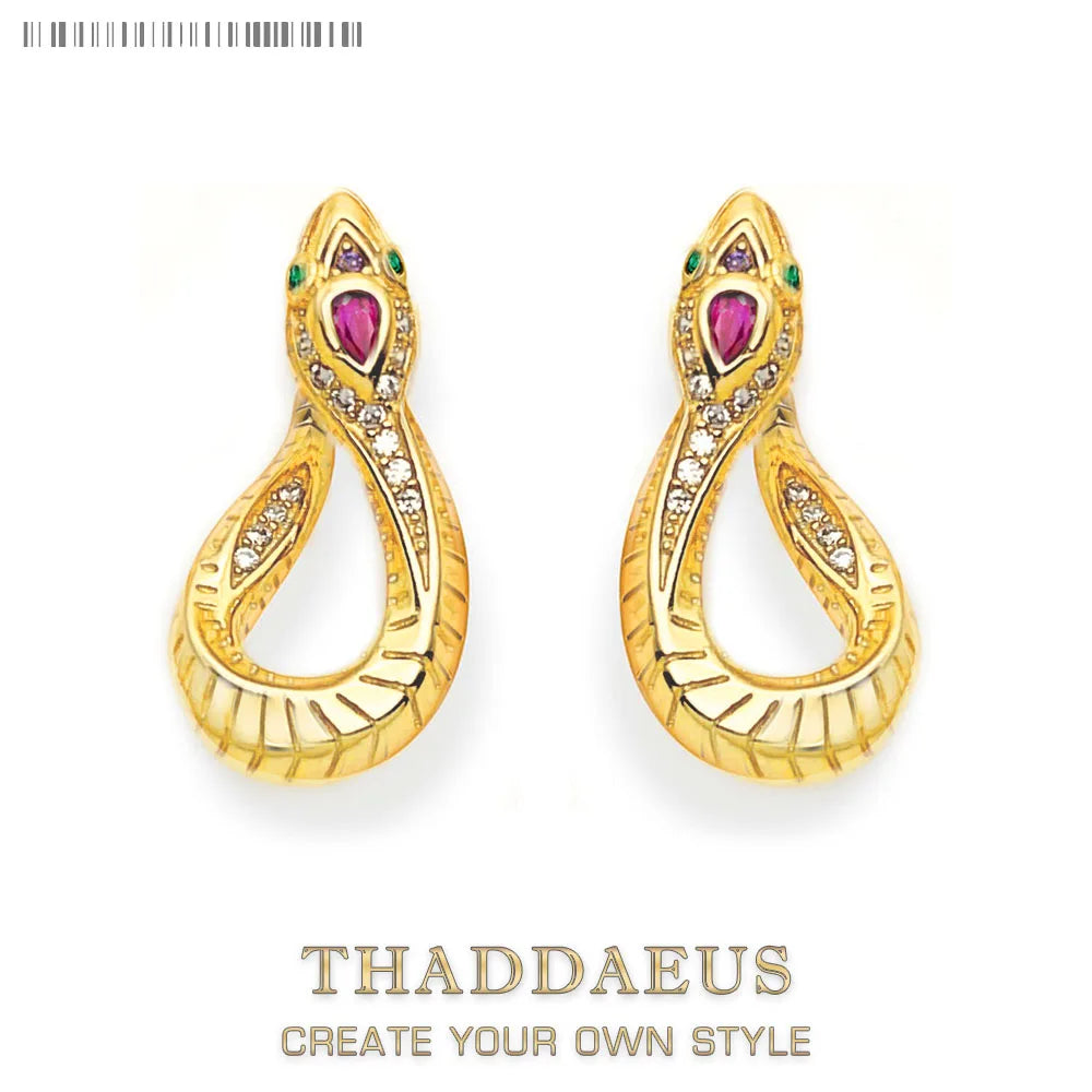 Veloura Serpent Hoop Earrings –  Gold-Tone European Bohemia Design