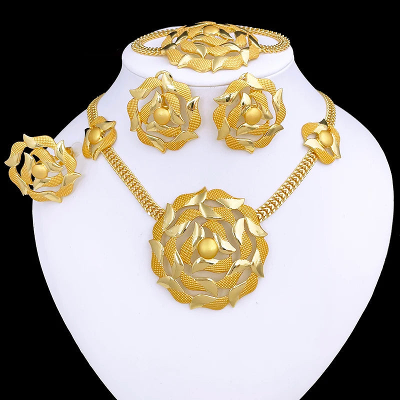 Veloura Luxe Set – Gold-Plated Necklace, Earrings, Bracelet & Ring Design