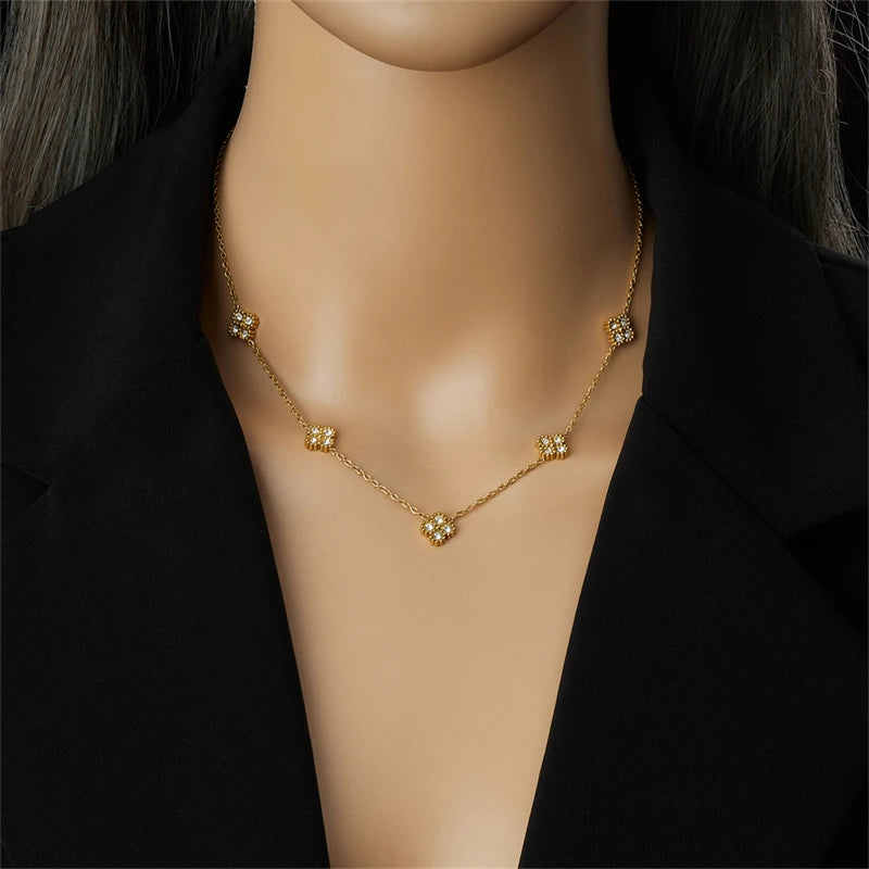 Veloura Royal Blossom Zircon Jewelry Set – Golden Elegance