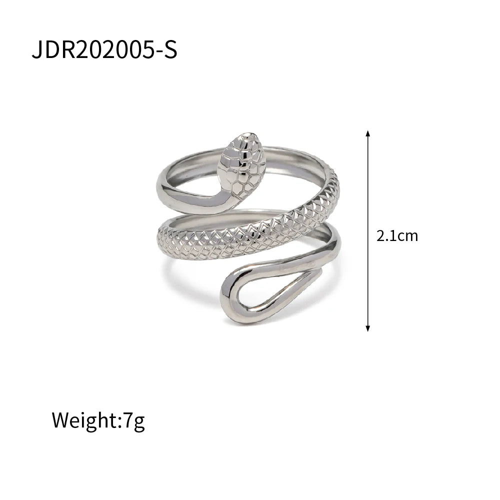 Veloura Snake Ring – Unique Metal Texture, Stainless Steel, Waterproof, Trendy Fashion