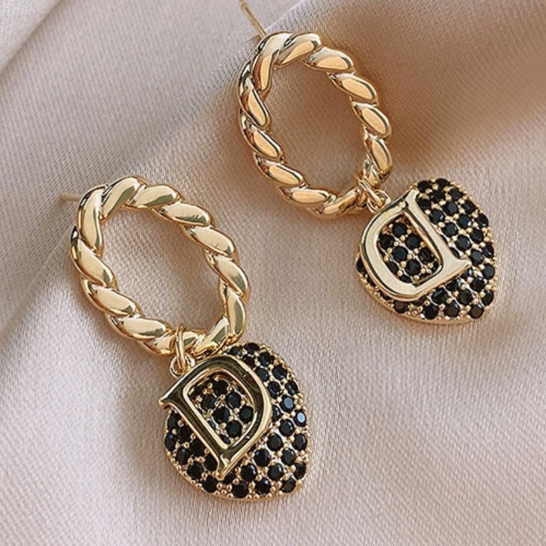 Veloura Heart Zircon Earrings - Gold-Plated Alloy