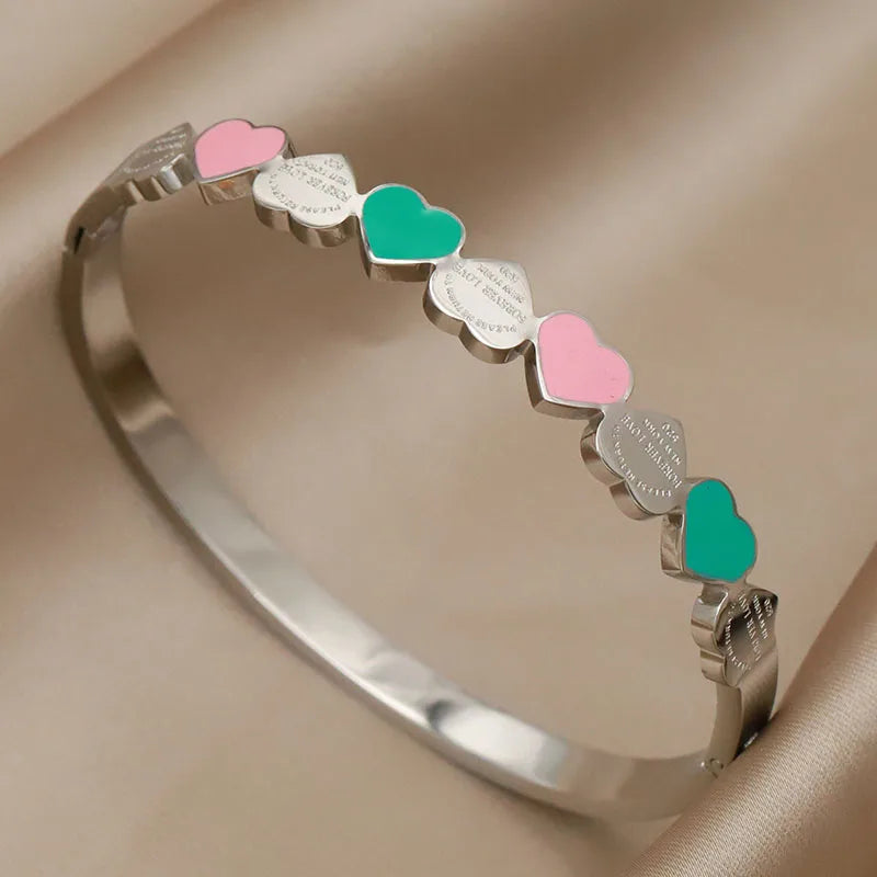 Veloura Letter V Bangle - Stainless Steel & Elegant Charms