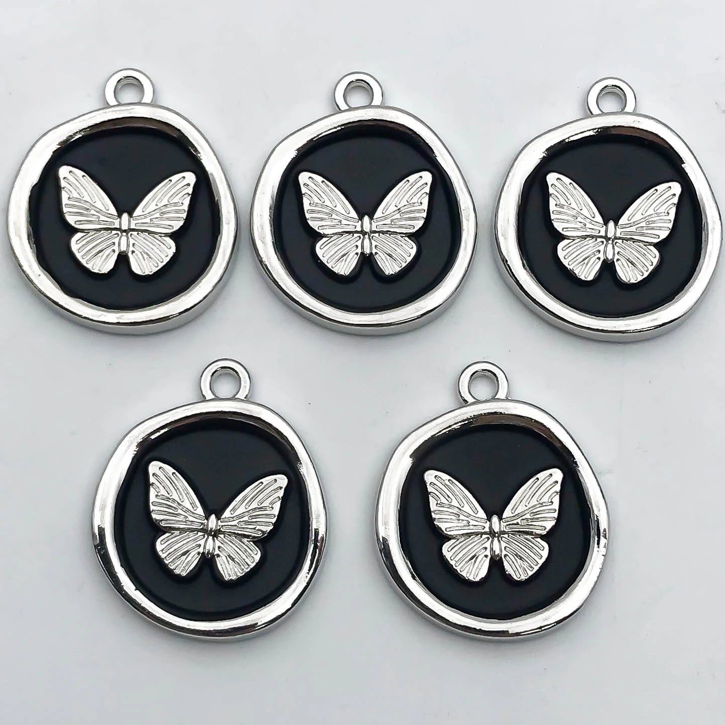 Veloura Butterfly & Cross Metal Alloy Charms - Black Series Pendants