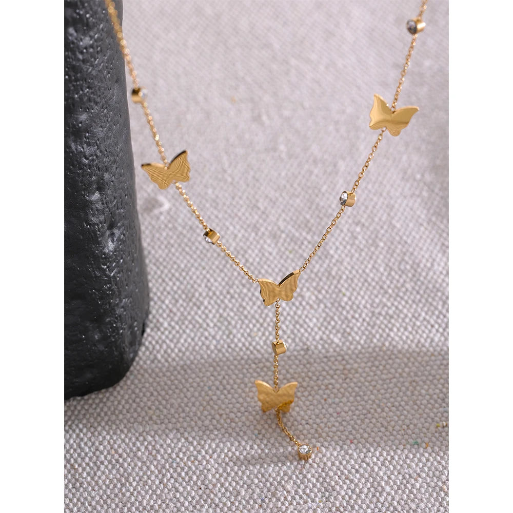 Veloura Aurelia Butterfly Necklace – Golden Stainless Steel