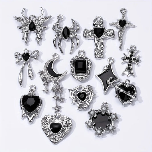 Veloura Moon & Star Enamel Charm Set - Y2K Fashion Pendants